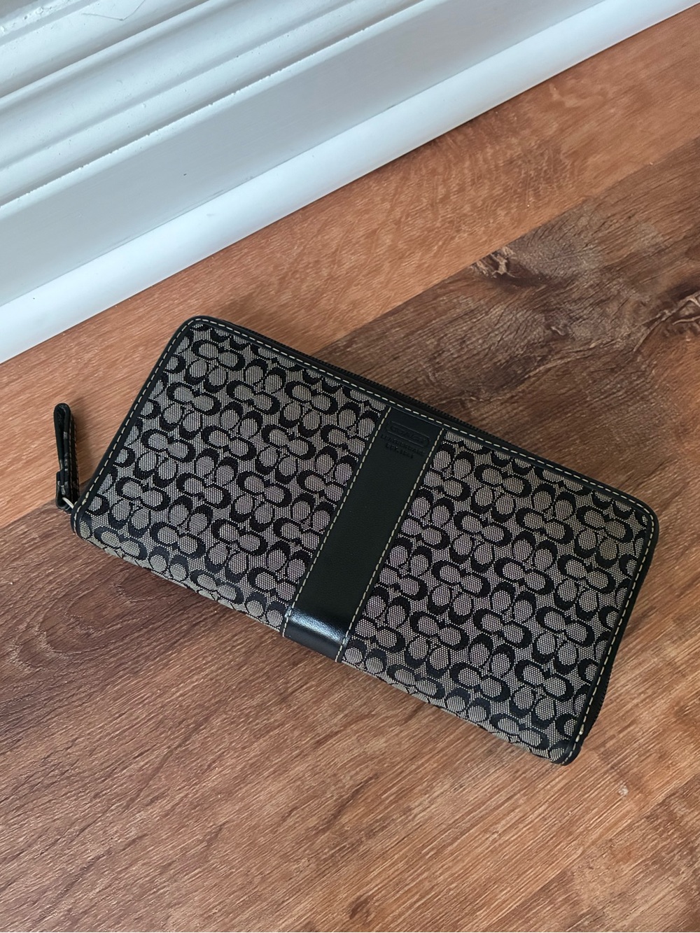 Coach Signature Jacquard Monogram Zip Around Long Wallet